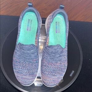 Skechers Knit Slip-On Air Cooled GOGA MAT sneakers- Blue and Orange, size 9